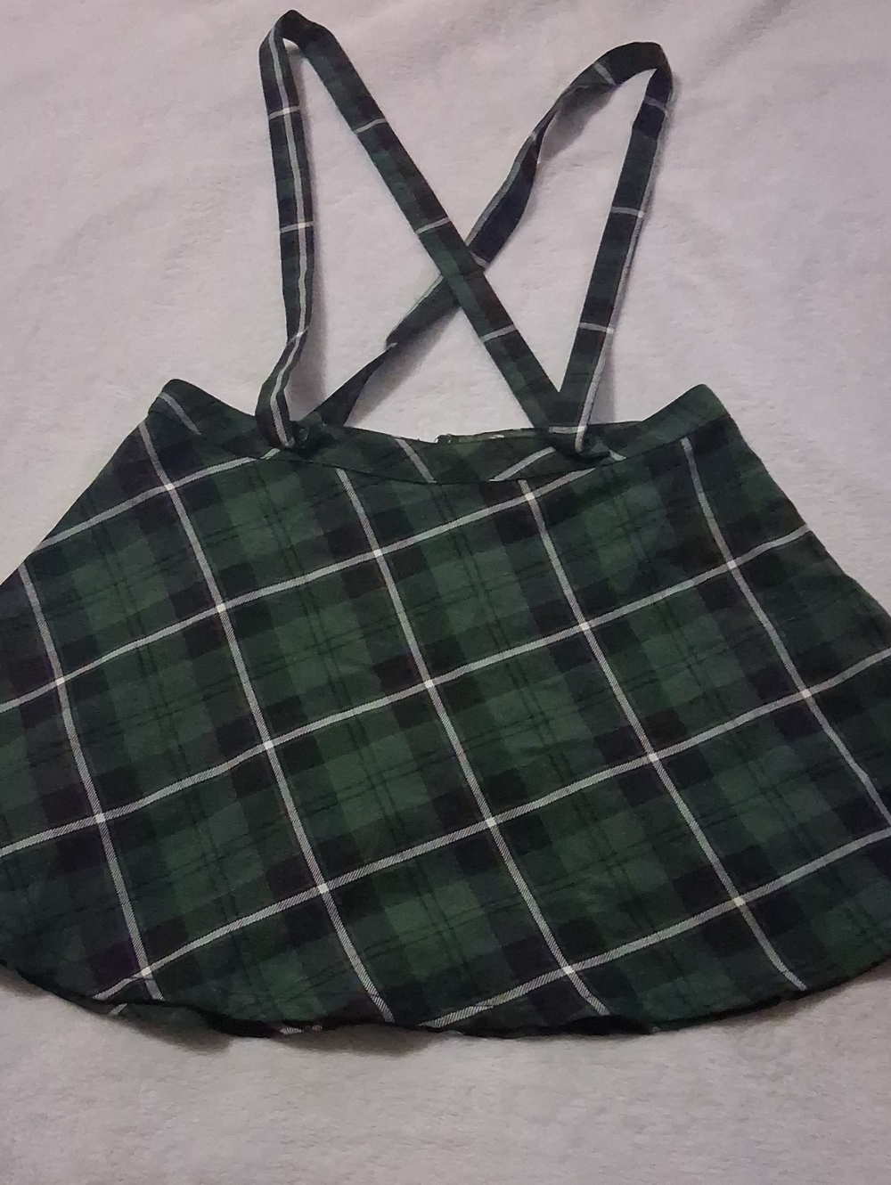 Royal Bones Green and Black Plaid Suspender Skirt